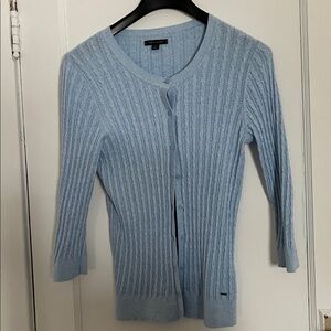 Tommy Hilfiger Light Blue Ribbed Button-Up Sweater Cardigan